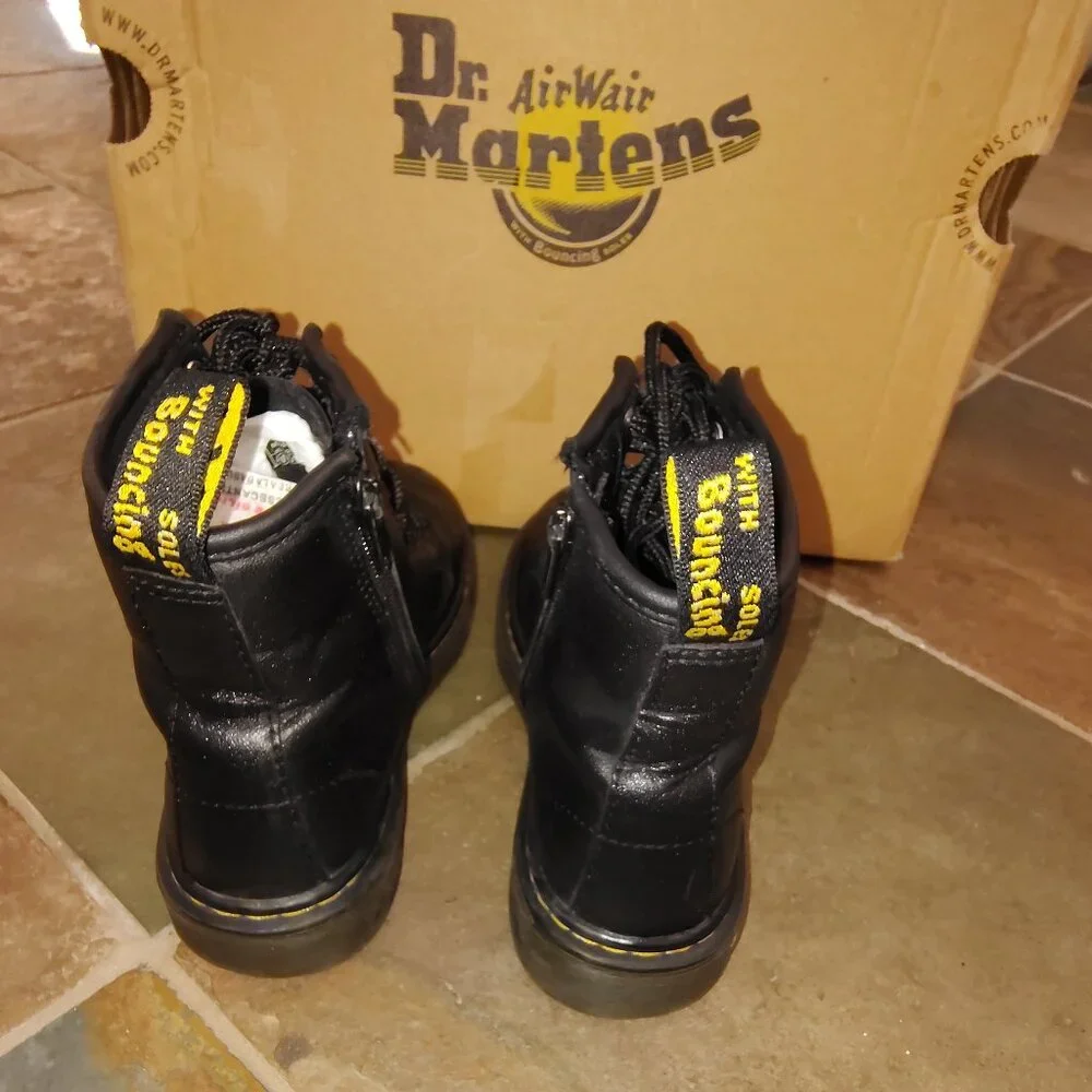 Dr. Martens Black Soft Leather Lace Up Zip Boot
